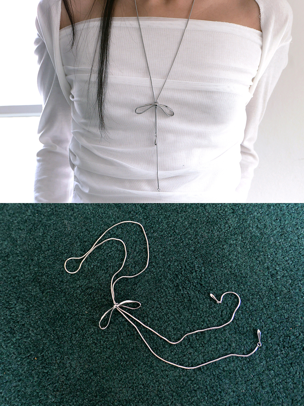 ribbon long necklace